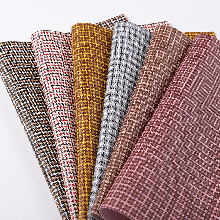 0.8mm fleece cloth with plaid printed leather fabric