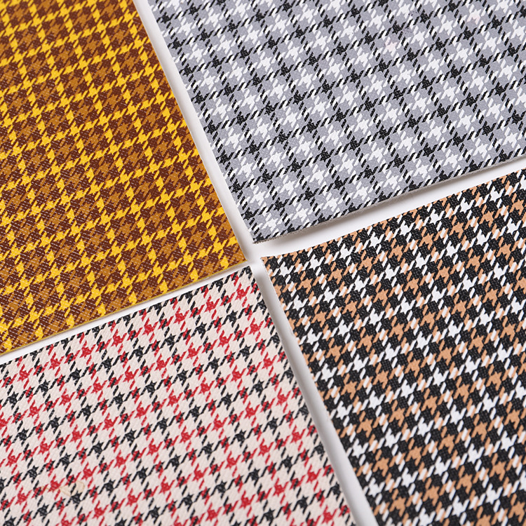 0.8mm fleece cloth with plaid printed leather fabric