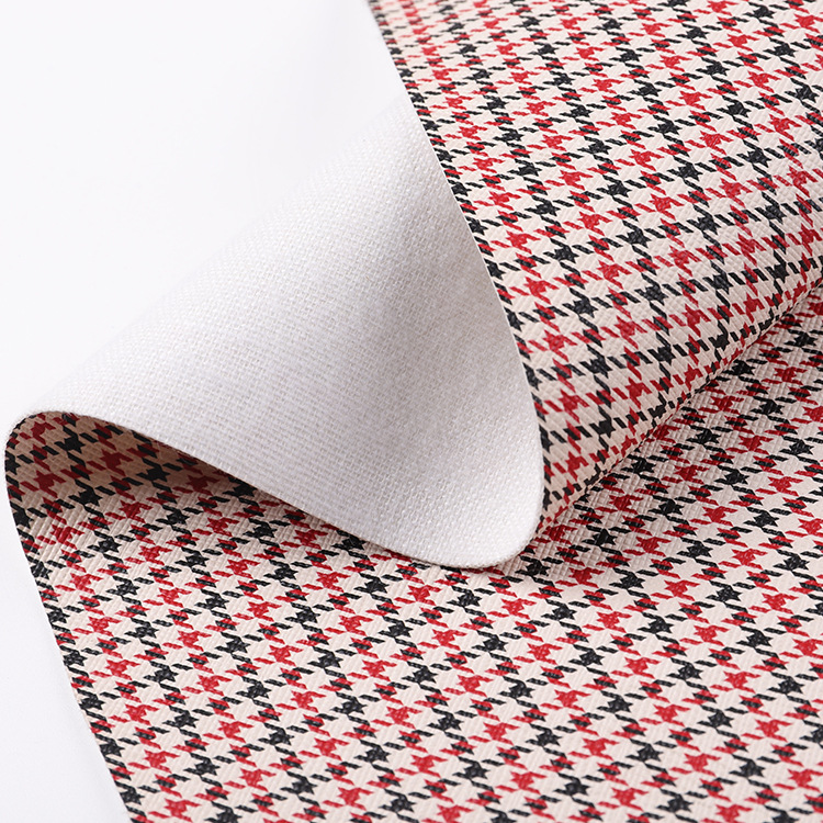 0.8mm fleece cloth with plaid printed leather fabric