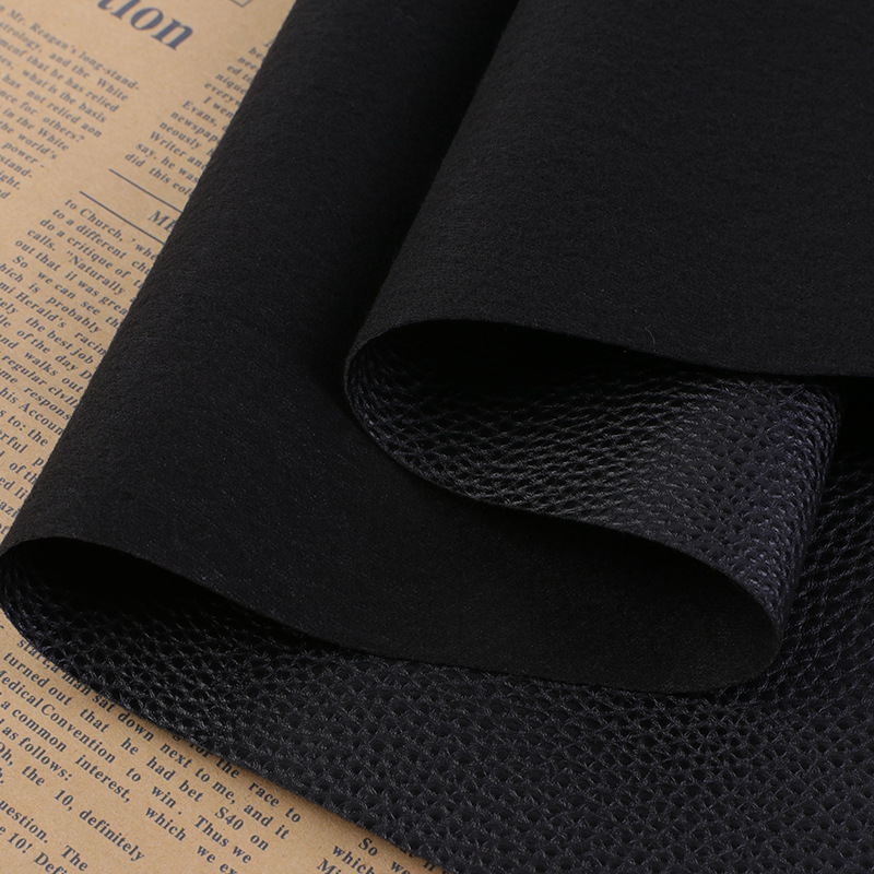 0.8mm coarse lychee pattern PVC leather with black hair sole