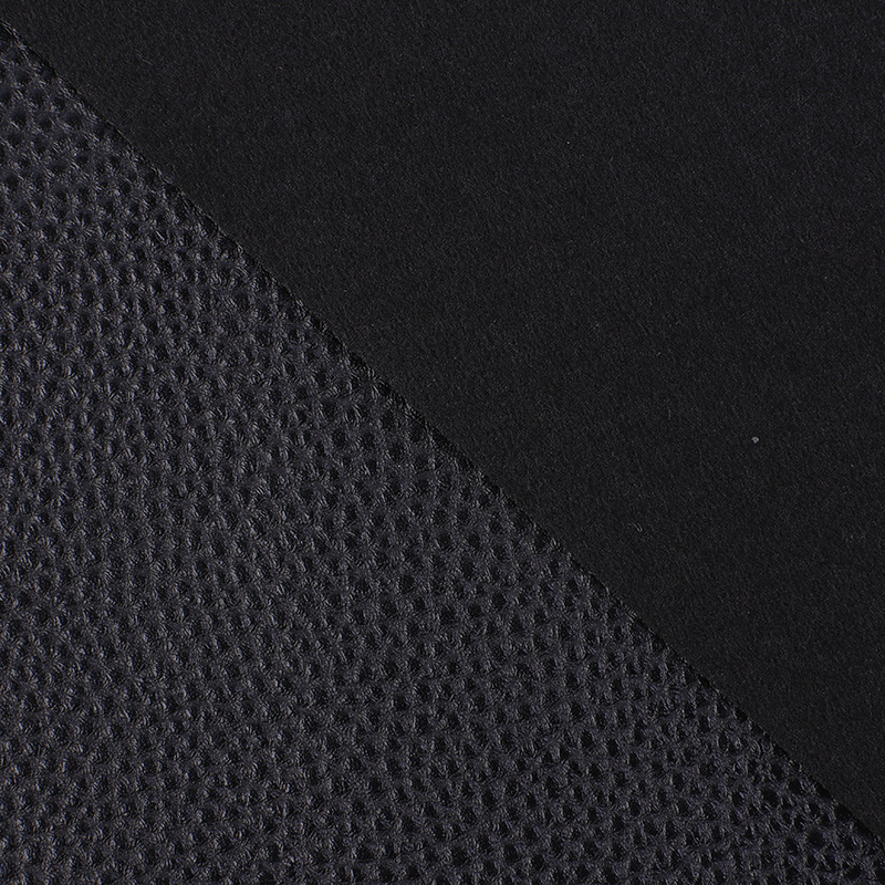 0.8mm coarse lychee pattern PVC leather with black hair sole