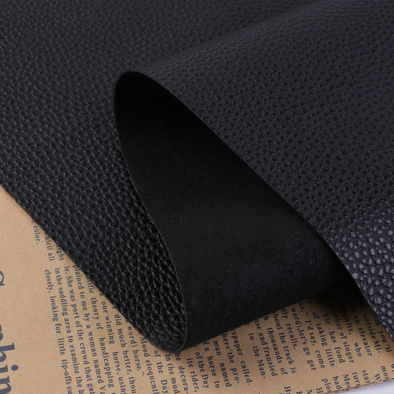 0.8mm coarse lychee pattern PVC leather with black hair sole