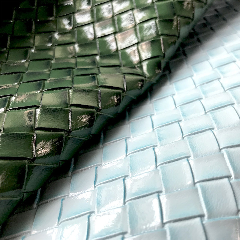 Reflective pvc high gloss diagonal check leather