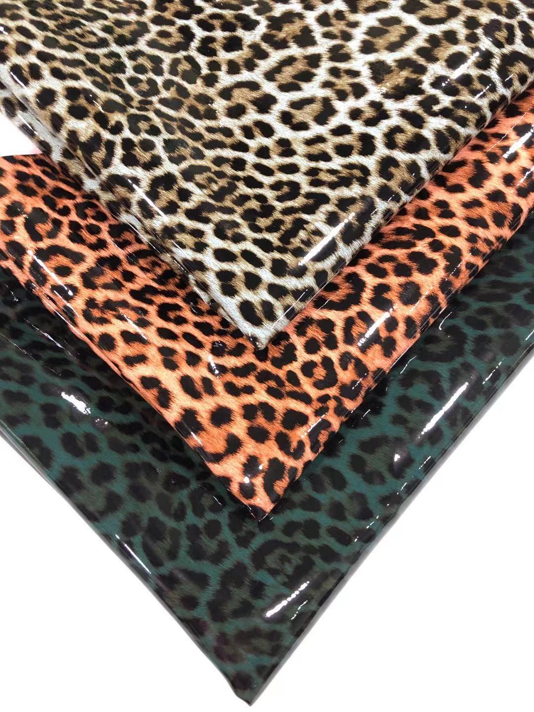 Premium 0.8mm mirror leopard fur sole PVC leather