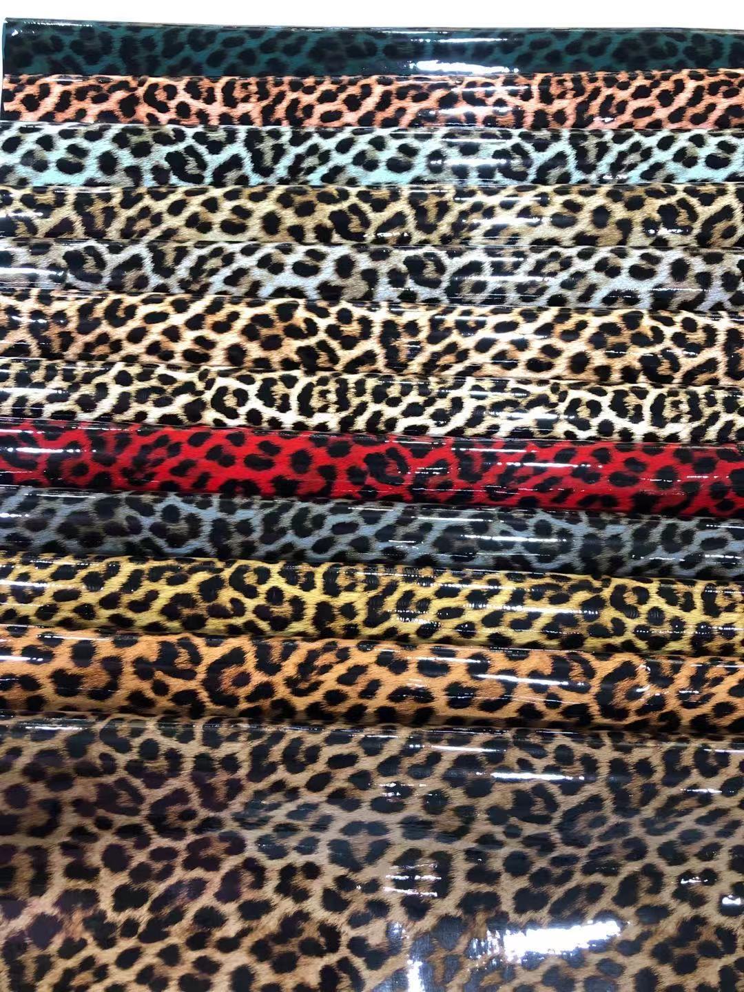 Premium 0.8mm mirror leopard fur sole PVC leather