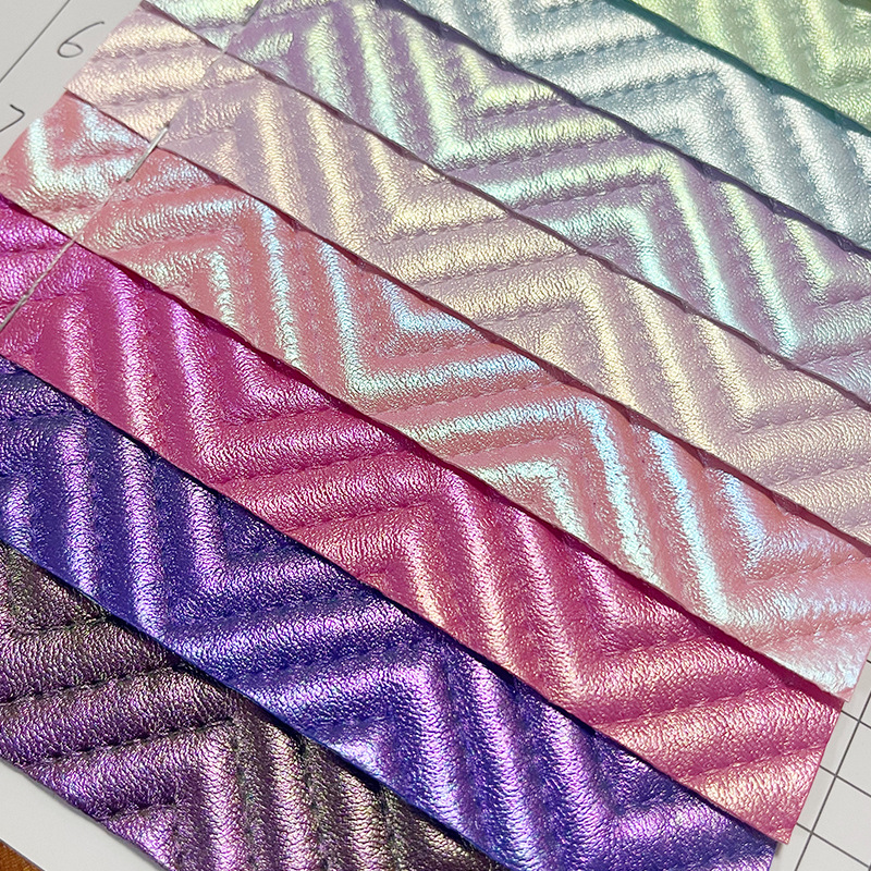 Fancy wavy pvc glossy leather