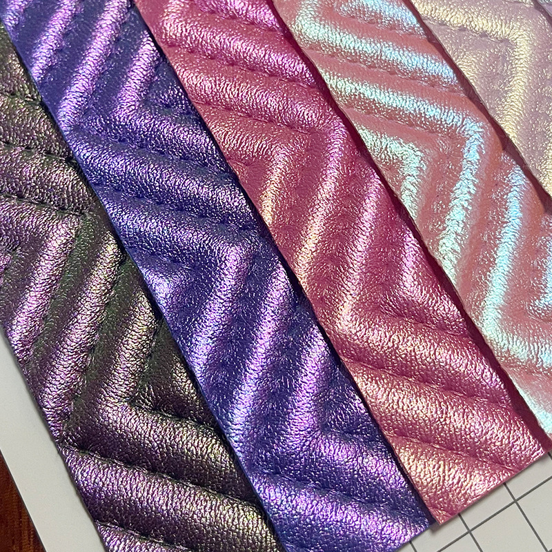 Fancy wavy pvc glossy leather