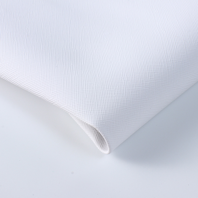 0.7 White cross stitch print faux leather