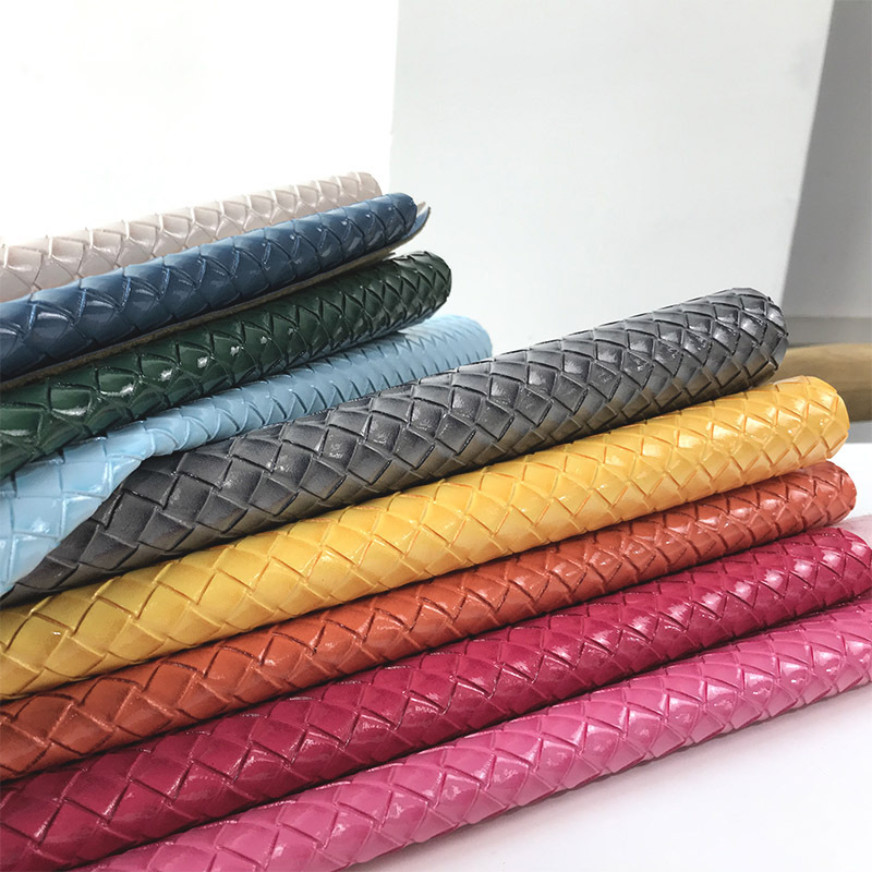 Reflective pvc high gloss diagonal check leather